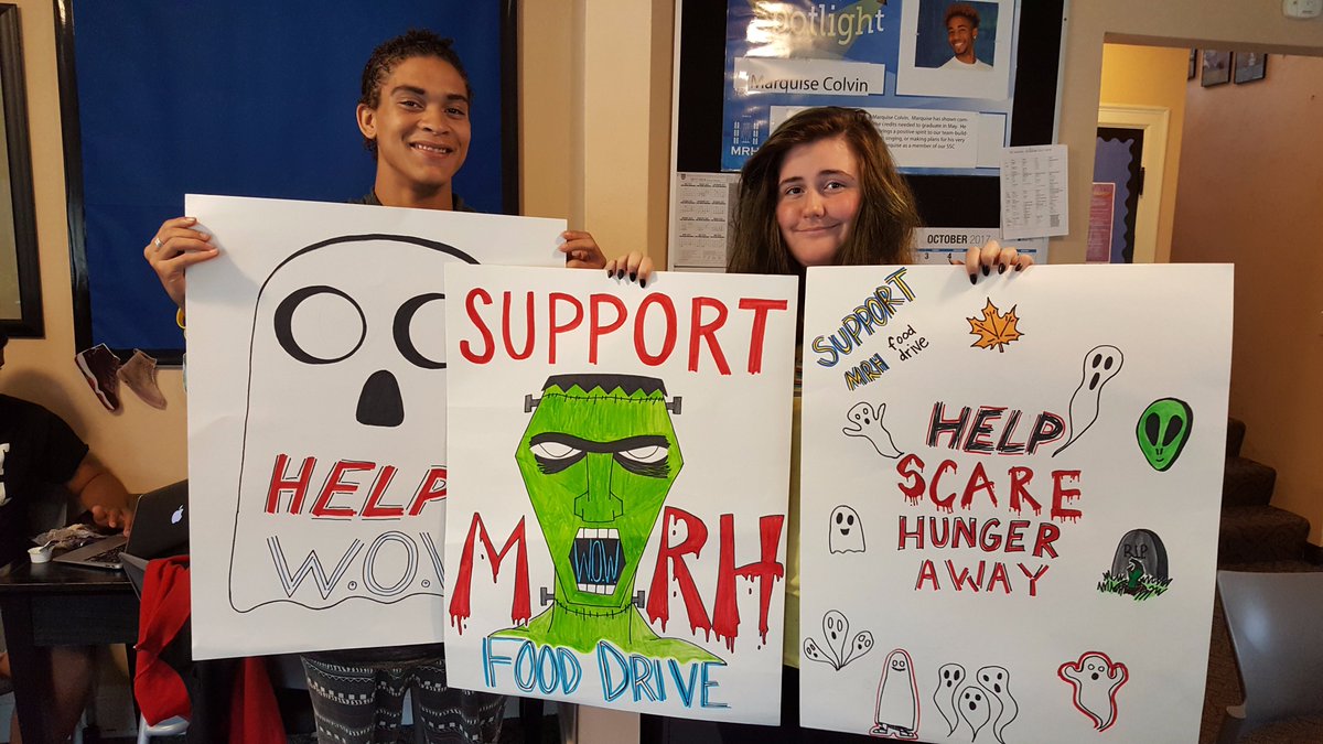 Look for this sign tomorrow outside Maplewood Shop 'n Save where MRH Student Success Center will be collecting food for WOW #scareawayhunger
