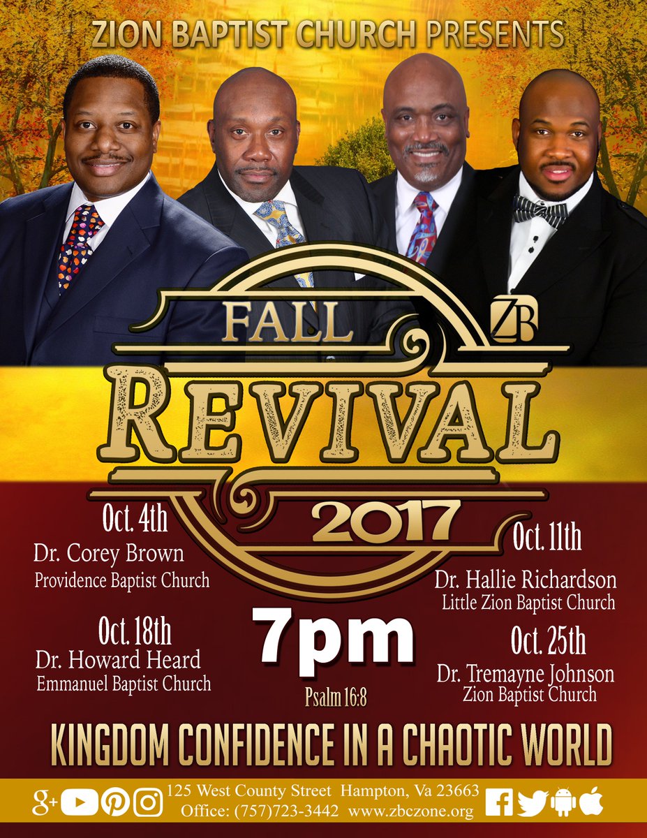 ZBCZone's tweet photo. Join us for Kingdom Confidence in a Chaotic World! #FallRevival tonight with @ProvidenceBC1 &amp; Pastor @drcoreylbrown #ZBCZone @PRAISE1049 https://t.co/FtBeUuHKKa