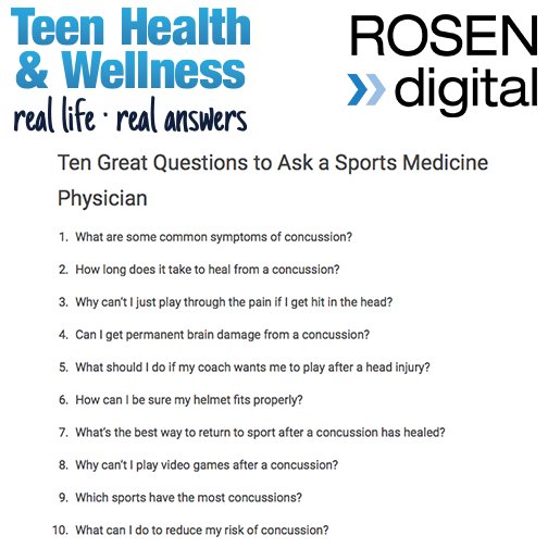 RosenDigital's tweet photo. Student athletes can use these sample questions to learn about concussions: https://t.co/J8mBPpl3mF #THWWednesday https://t.co/i3IszUYmr2