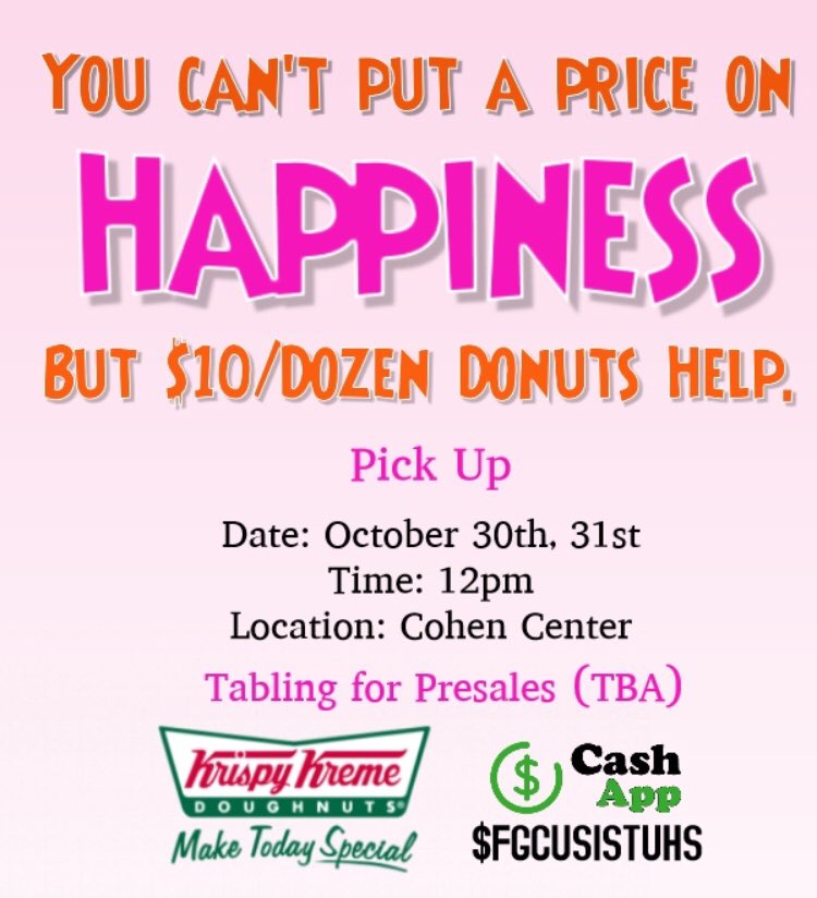 FGCU_SISTUHS's tweet photo. ✨ IT’S THAT TIME AGAIN!!! FGCU SISTUHS will be selling Krispy Kreme donuts 🤗 #FGCU17 #FGCU18 #FGCU19 #FGCU20 #FGCU21 https://t.co/wo6bCCGo73