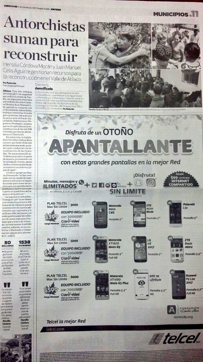 #AntorchaEnMedios Gestionan @MtraHersilia y @CelisAguirre 50mdp para la reconstrucción de #Atlixco y del #DttoXIII 👏🏼👏🏼👏🏼