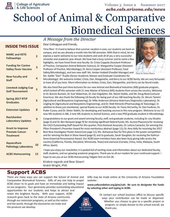 uasacbs's tweet photo. Summer 2017 ACBS Newsletter is available! Learn more about what our faculty, staff and students have been up to. https://t.co/WQebJQWXzo https://t.co/qCBmAVTwNf