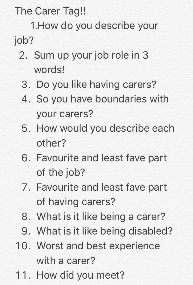 kartier_rose's tweet photo. In case anyone wants to do the carer tag, here are the questions! #DisabilitiesonYT #Youtuber #SmallYTer https://t.co/se1A1o2CC4 https://t.co/YraYR3tCcs