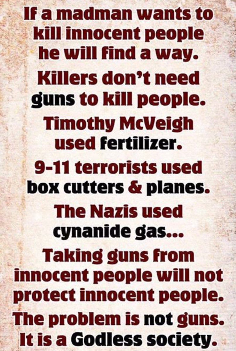 SandraXFreedom's tweet photo. If a madman wants to kill innocent people he will find a way 
 #LasVegas
#GunContolNow 
#Terrorism
#WednesdayWisdom 
#MAGA https://t.co/fZlw6l3IQF