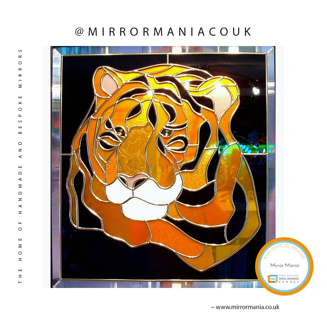 MirrorManiaCoUk's tweet photo. The Tiger is a vibrant wall art comprising coloured &amp; textured glass and mirror.

« #HandmadeHour #CraftHour #DesignChat #ColourChat https://t.co/ESNkjms1S4