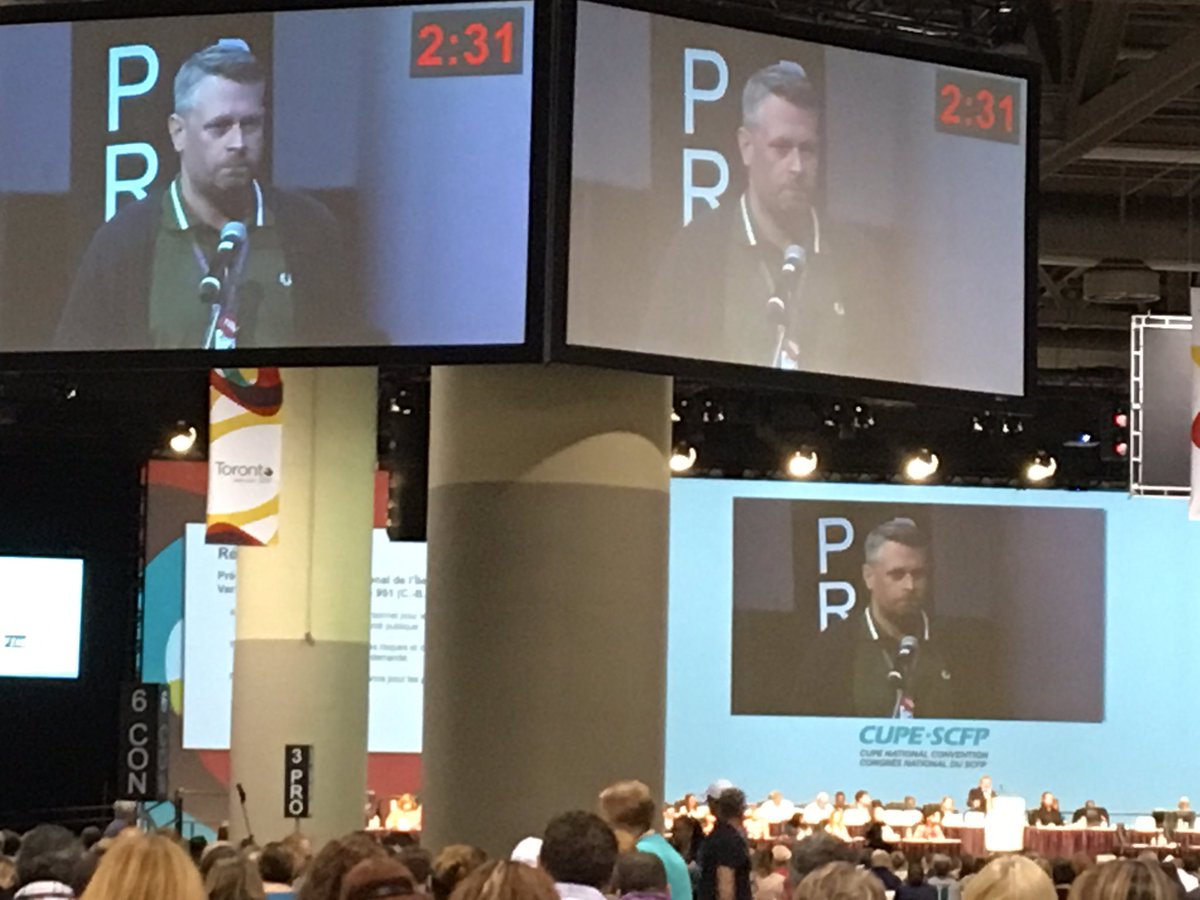 aaronekman's tweet photo. .@cupe1004 president, staff at @InsiteVan, and tireless advocate for workers in Vancouver, @andrewjledger describes "new normal" where thousands of people are dying from nation-wide epidemic of fentanyl-related overdoses each year. #bclab #cupe2017 https://t.co/f9oGyoWf1p