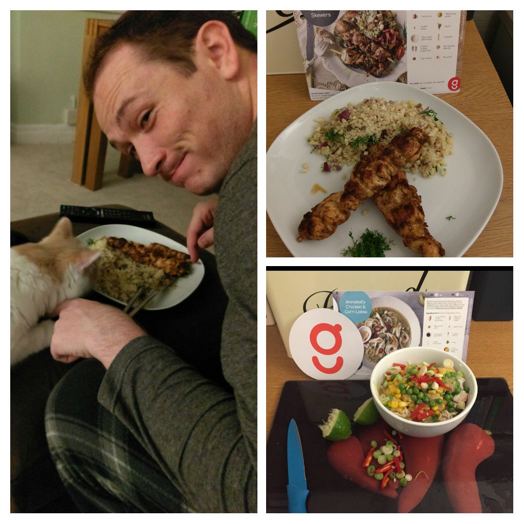 allypallyo's tweet photo. #GoodFoodAllRound 2 of the 3 @goustocooking recipes we tried.1st meal looked&amp;smelt so good we ate it b4 taking a pic.even the cat wants in! https://t.co/a8VYXsvHVX