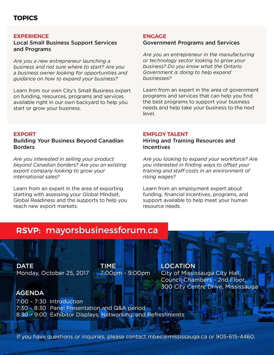 Looking 2 start a new business? or just want 2 grow ur existing 1? Join us on Oct 25 for the Mayor's Small Business Forum. #local <a href="/JimTovey/">JimTovey</a>