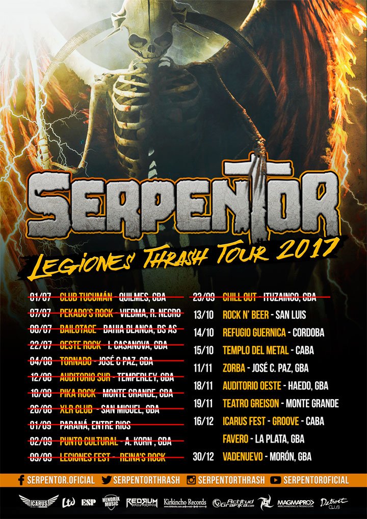 Ultimas fechas del tour, luego nos alejaremos unos meses de los shows en vivo para terminar de armar el proximo disco! #SerpentorFechas