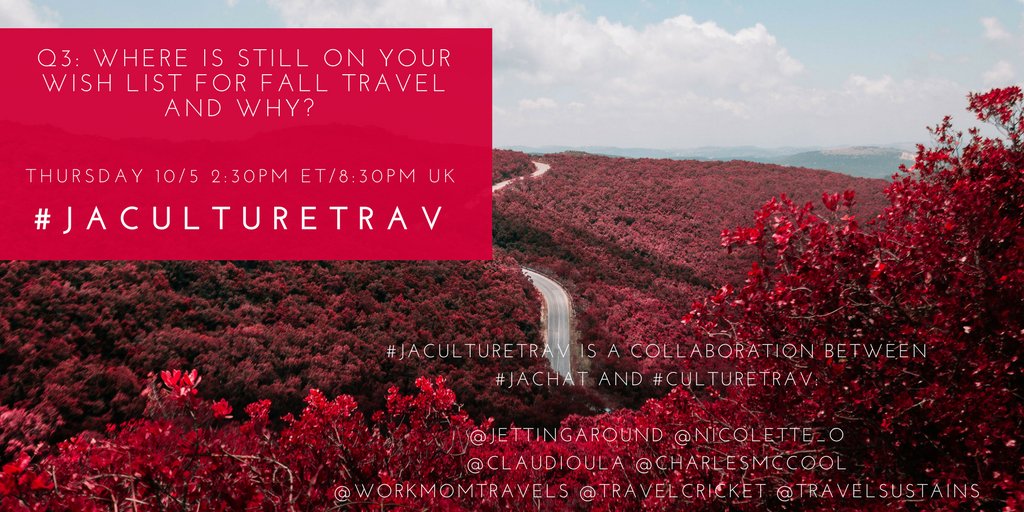 TravelSustains's tweet photo. Q3: Where is still on your wish list for Fall #travel and why? #JACultureTrav https://t.co/7Iy6dos5hg