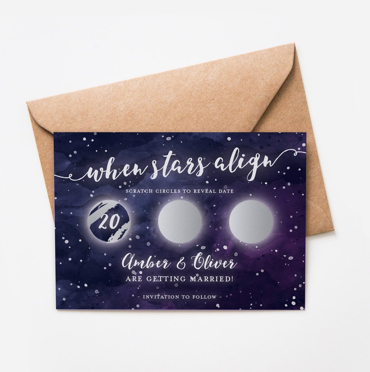 The nights are drawing in, thus more time for stargazing! My latest scratch off Save the Date invite has a celestial touch 💫#WeddingHour