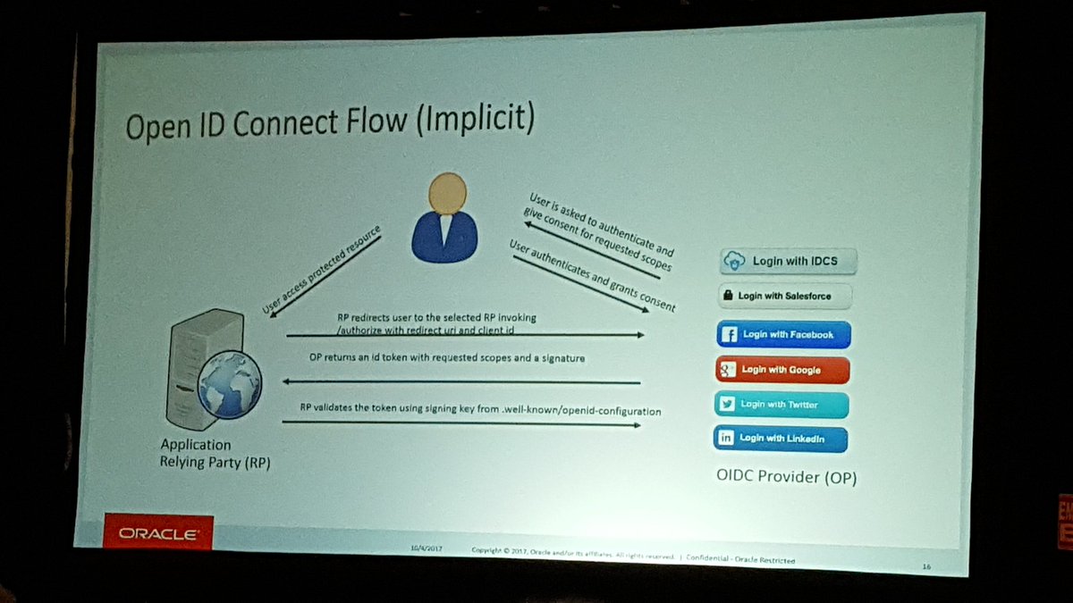 victor_cuervo's tweet image. Open ID Connect Flow. Autentificar usuarios sobre OAuth... #OracleInnovation17 #oow17