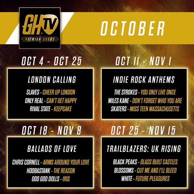 GuitarHero's tweet image. Who's ready for October?! Check out the upcoming Premium Shows starting this month in GHTV.