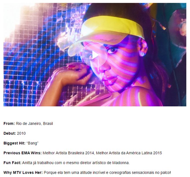 AnittaArgOK's tweet image. "Por qué MTV la ama: Porque tiene una actitud increíble y coreografias sensacionales en escenario!" -Sitio oficial de #EMA2017 sobre Anitta🔥