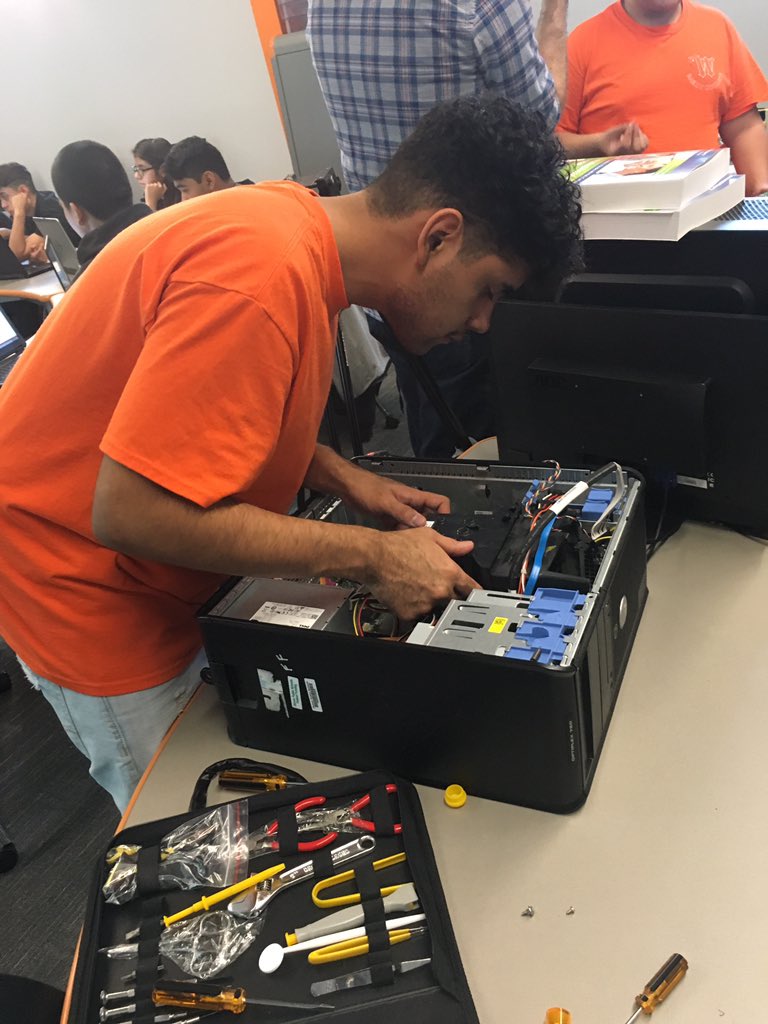With Jose at West Early College's tech class where the students are earning college credit and gaining valuable professional skills