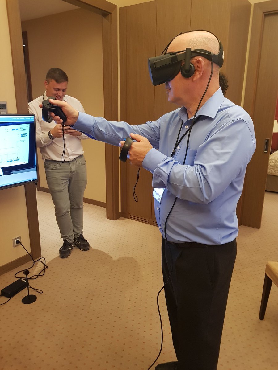 Guys from @edfenergy trying one of our full scope #VR simulator implementations in Vienna #enpps @FortumNuclear