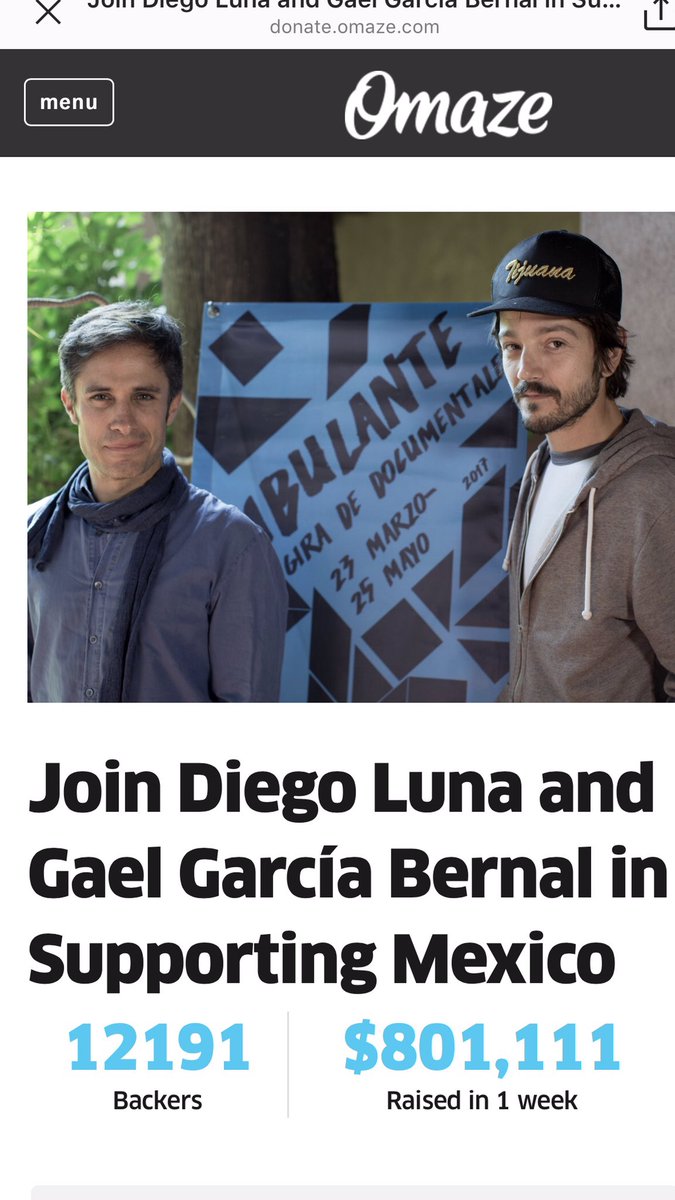 This is moving fast!! Please continue to help and share. donate.omaze.com/mexico