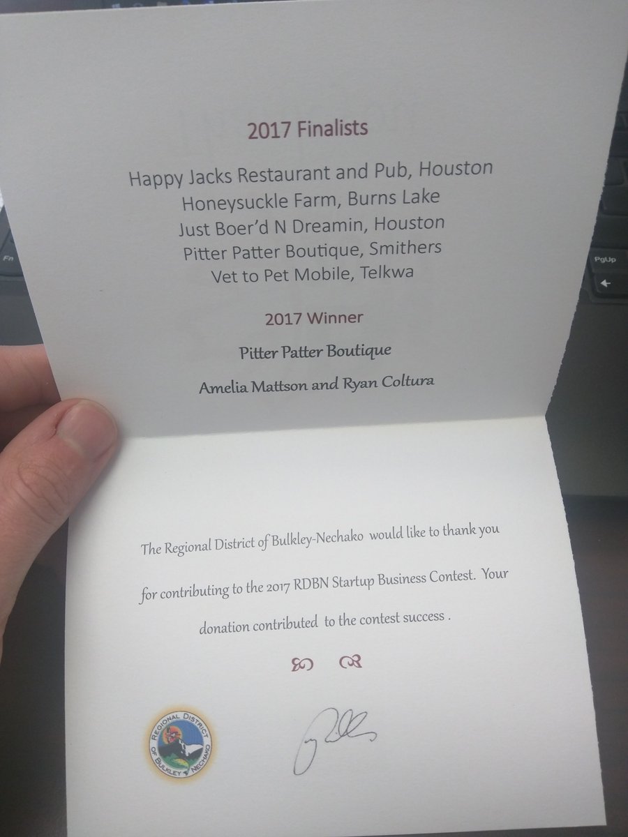 BizInHeaven's tweet photo. This card came in the mail today!  Happy to contribute $5000 to help a local business grow. 2017 RDBN Start-up Business Contest https://t.co/veoGK09ADc