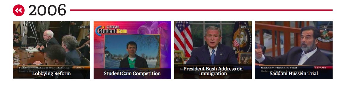 cspan's tweet photo. #cspanVL30 for 2006: President Bush on Immigration, Saddam Hussein Trial, @StudentCam competition https://t.co/8xgRJ4Zm07 https://t.co/v5ajghQQ40