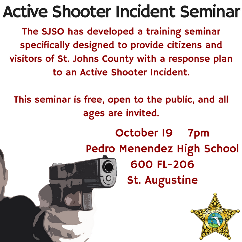 TeamSJSO's tweet photo. Since the events in Las Vegas, we have received many phone calls &amp; social media inquiries on when our next Active Shooter Incident Seminar https://t.co/GzOh853gdR