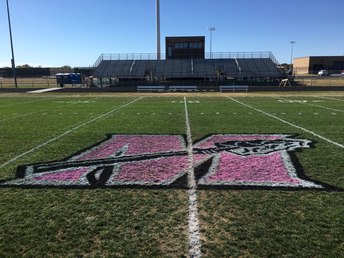 Matt_VanZeeland's tweet photo. Logo is all set for Friday's pink out game #BreastCancerAwarenessMonth @mnsfacilities @SteveCfacMNGT @MuskegoNorwaySc https://t.co/soGN4l42Mi