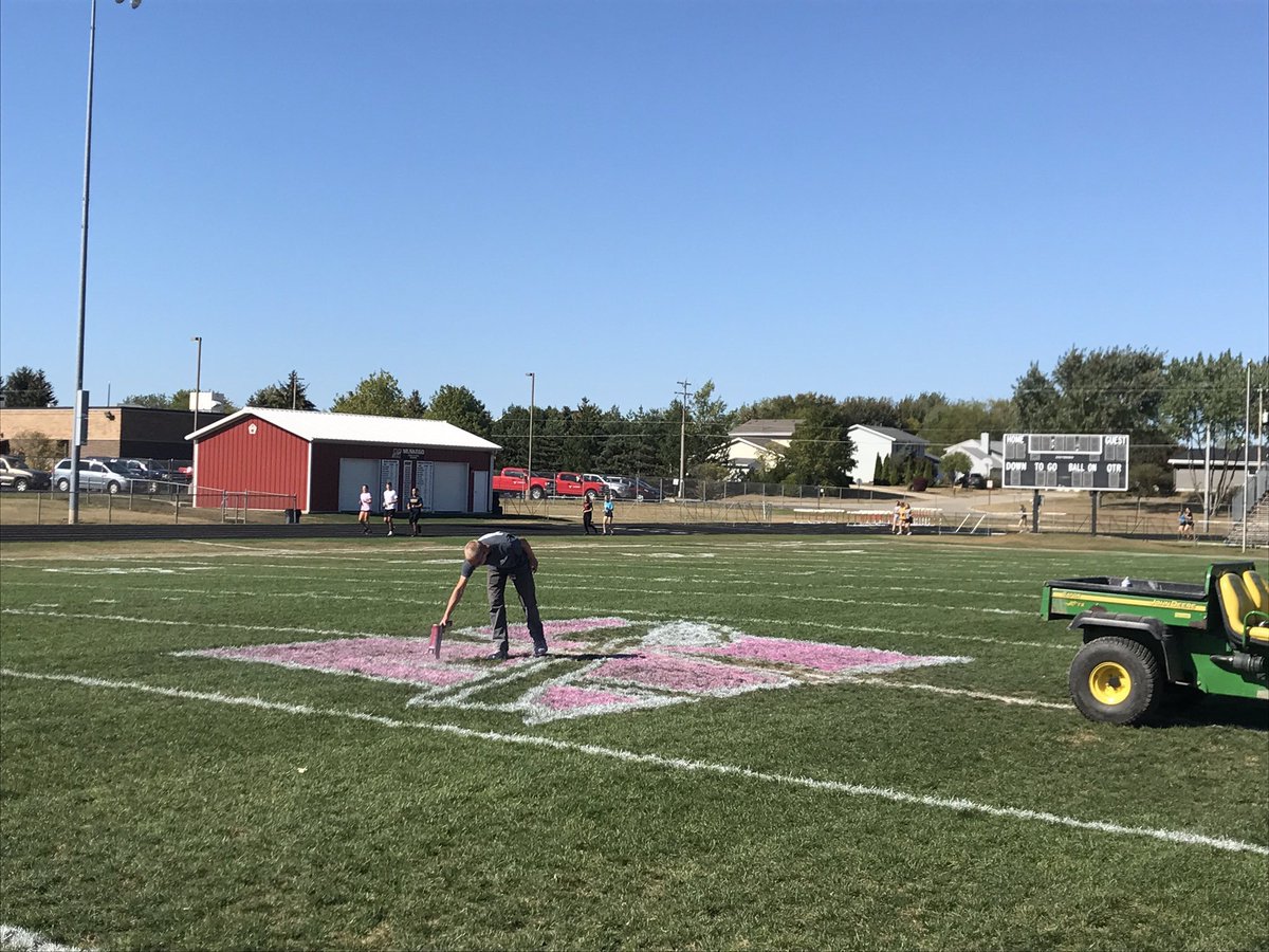 Matt_VanZeeland's tweet photo. Logo is all set for Friday's pink out game #BreastCancerAwarenessMonth @mnsfacilities @SteveCfacMNGT @MuskegoNorwaySc https://t.co/soGN4l42Mi