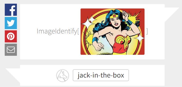 randomcashew's tweet photo. Wolfram can't tell Wonder Woman from jack-in-the-box
From the Wolfram Language Image Identification Project https://t.co/J9azUf8AqX #WolfAI https://t.co/vPTz6v6SXN