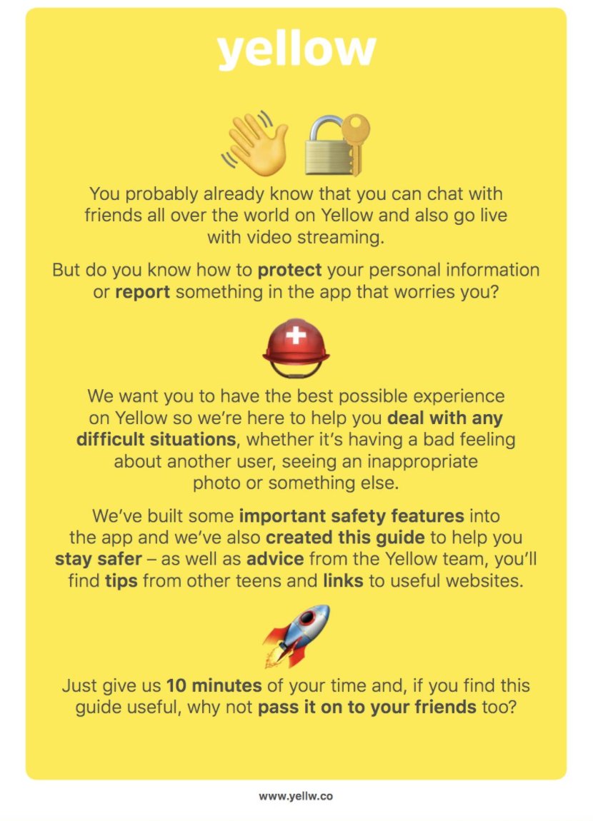 durdurand's tweet photo. We just published our new Yellow App Teen's Safety Guide https://t.co/qBpxogiJH8  Please share!! #YellowApp #Safety https://t.co/KDpwTBh0OU