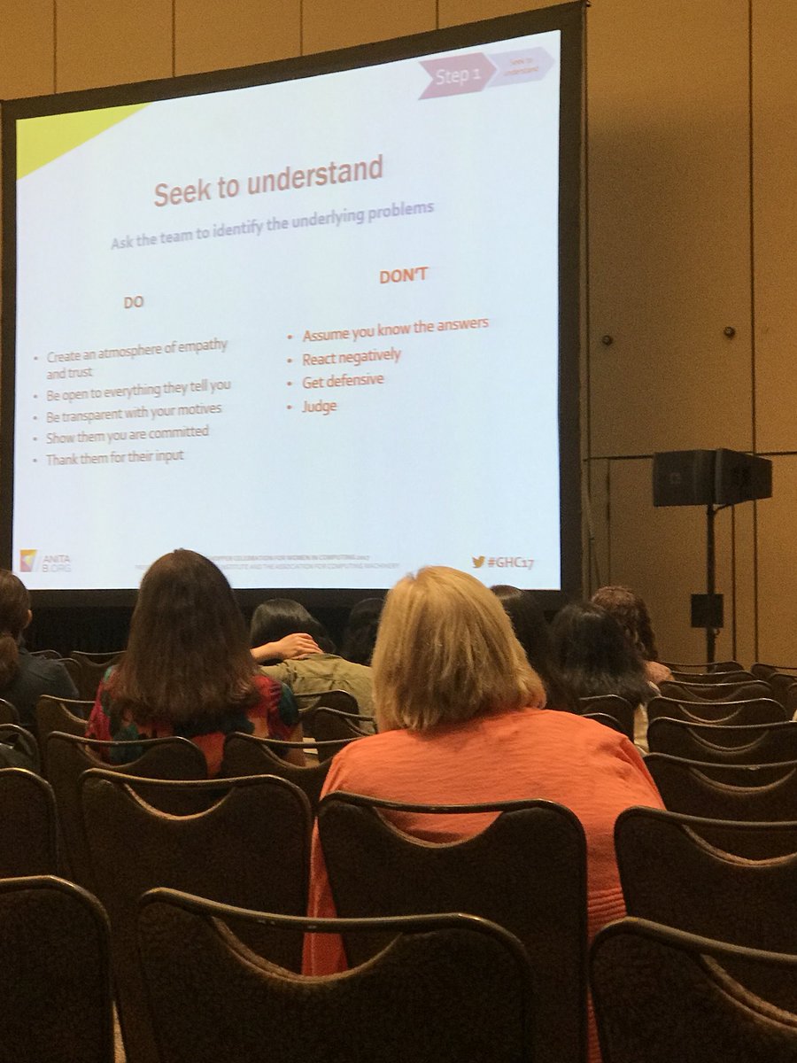 blacattt's tweet photo. GHC presentation: Demonstrating Value Mary Rook says of Intuit says: 3 steps in fixing a broken Organization. @Qualcomm #ghc2017 @vmealer https://t.co/bo6RA17IPy
