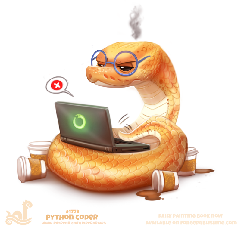 Cryptid_Create's tweet photo. Daily Paint 1779# Python Coder
Patreon: https://t.co/VP2x51ex0l         
Daily Paintings Book: https://t.co/k5kg779AIs https://t.co/eL4yMPeohf