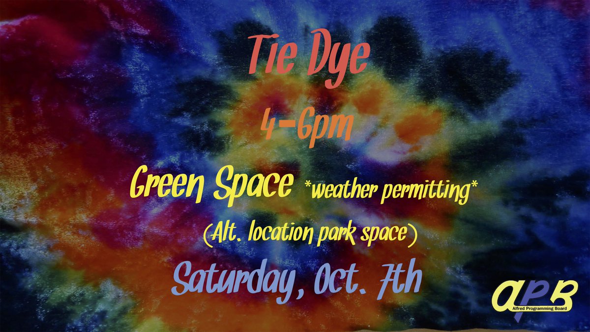 APBAlfred's tweet image. Come join APB for Tye Dye this Saturday!!!