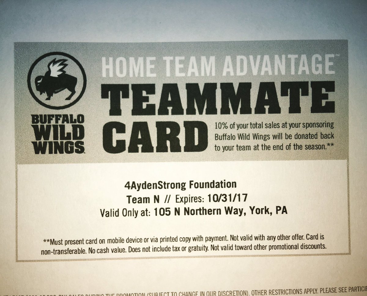 4aydenstrong's tweet photo. Everyday until 10/31 eat at Buffalo Wild Wings in York pa!! 10% of your check goes to helping us fight childhood cancer!! #dipg #aydensarmy https://t.co/8isWw2ghvh