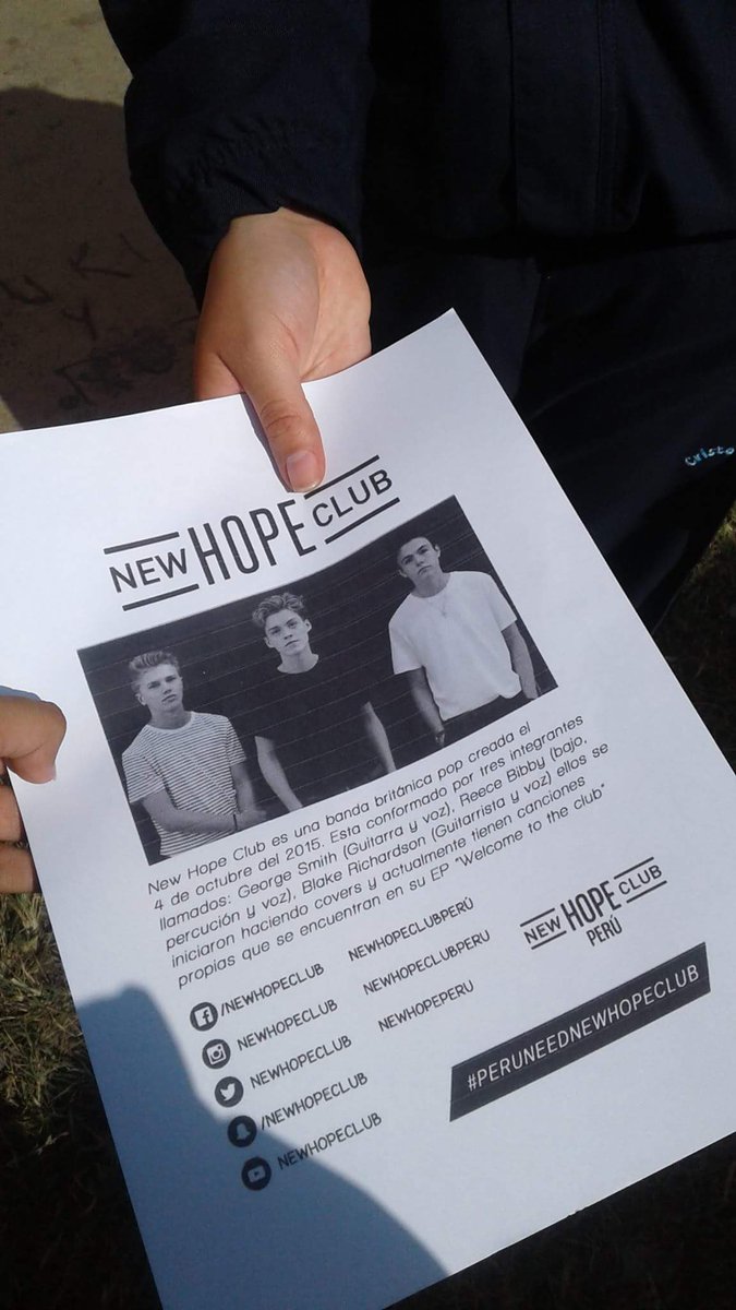 NewHopePeru's tweet photo. Promoting the band in Peru #2YearsOfNHC proud of everything they have achieved @NewHopeClub ❤🇵🇪
@NewHopeReece @NewHopeGeorge @NewHopeBlake https://t.co/GjQeFb1kmv
