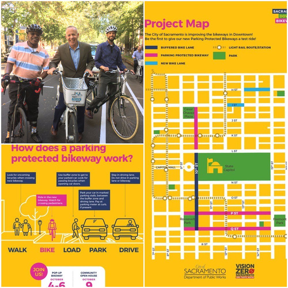 Expanding active transportation options &amp; investing in safer streets w/ new protected bike lanes on P &amp; Q St. cityofsacramento.org/Public-Works/T…