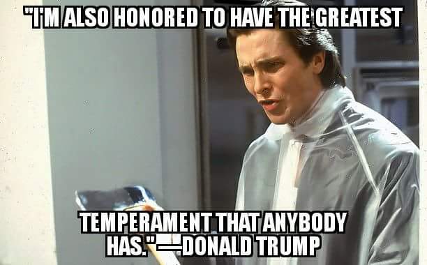 smeserve's tweet photo. #trumpquotes + #patrickbateman pictures = #AmericanPsycho
#trumpmeme #makeamericapsychoagain https://t.co/F2PSvkLKIo