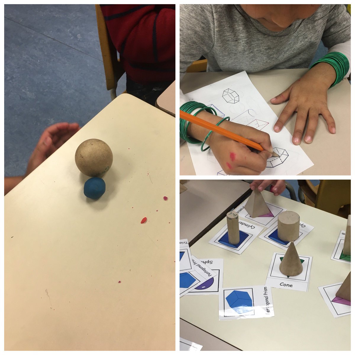 MsCPearsall's tweet photo. Investigation = engaged learners! Discovering more about 3D shapes. @GWSLock #EPIC #Minimathmaticians https://t.co/QaSs6EHyfn