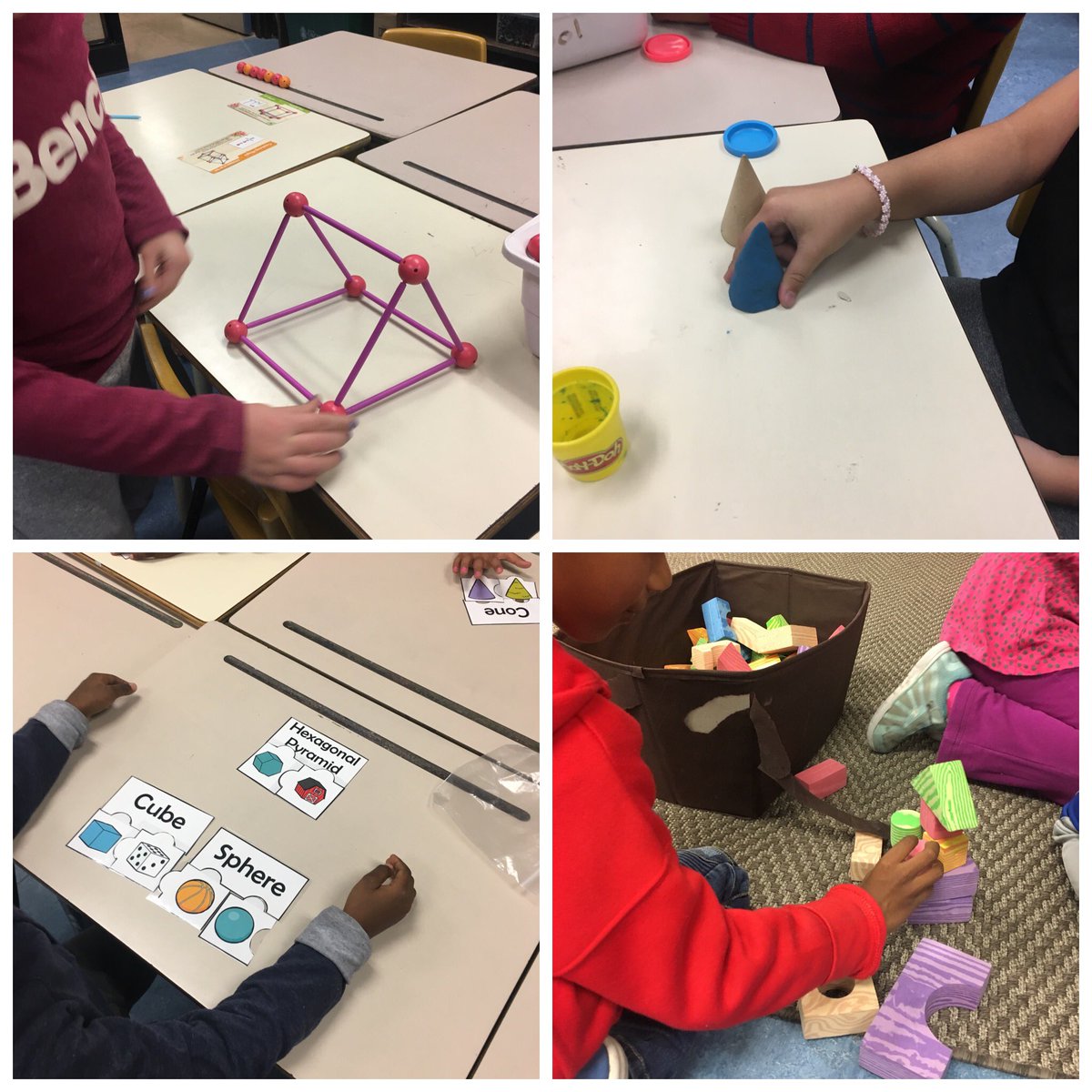 MsCPearsall's tweet photo. Investigation = engaged learners! Discovering more about 3D shapes. @GWSLock #EPIC #Minimathmaticians https://t.co/QaSs6EHyfn