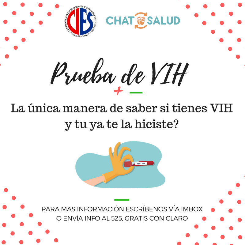 ChatSalud's tweet photo. La única manera de conocer si alguien tiene VIH es a través de la prueba rápida. Y tu que esperas para hacértela? #test #vih #Nicaragua https://t.co/9dy89z5LWq