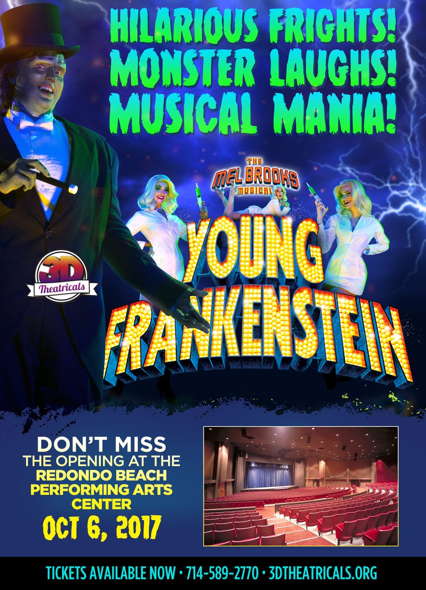 RedondoBeachPAC's tweet photo. @3DTheatricals opens YOUNG FRANKENSTEIN Oct 6th at @RedondoBeachPAC! A laugh-a-minute! #3DTYoungFrankenstein #RedondoBeach #RedondoBeachPAC https://t.co/X4o5Neonv9