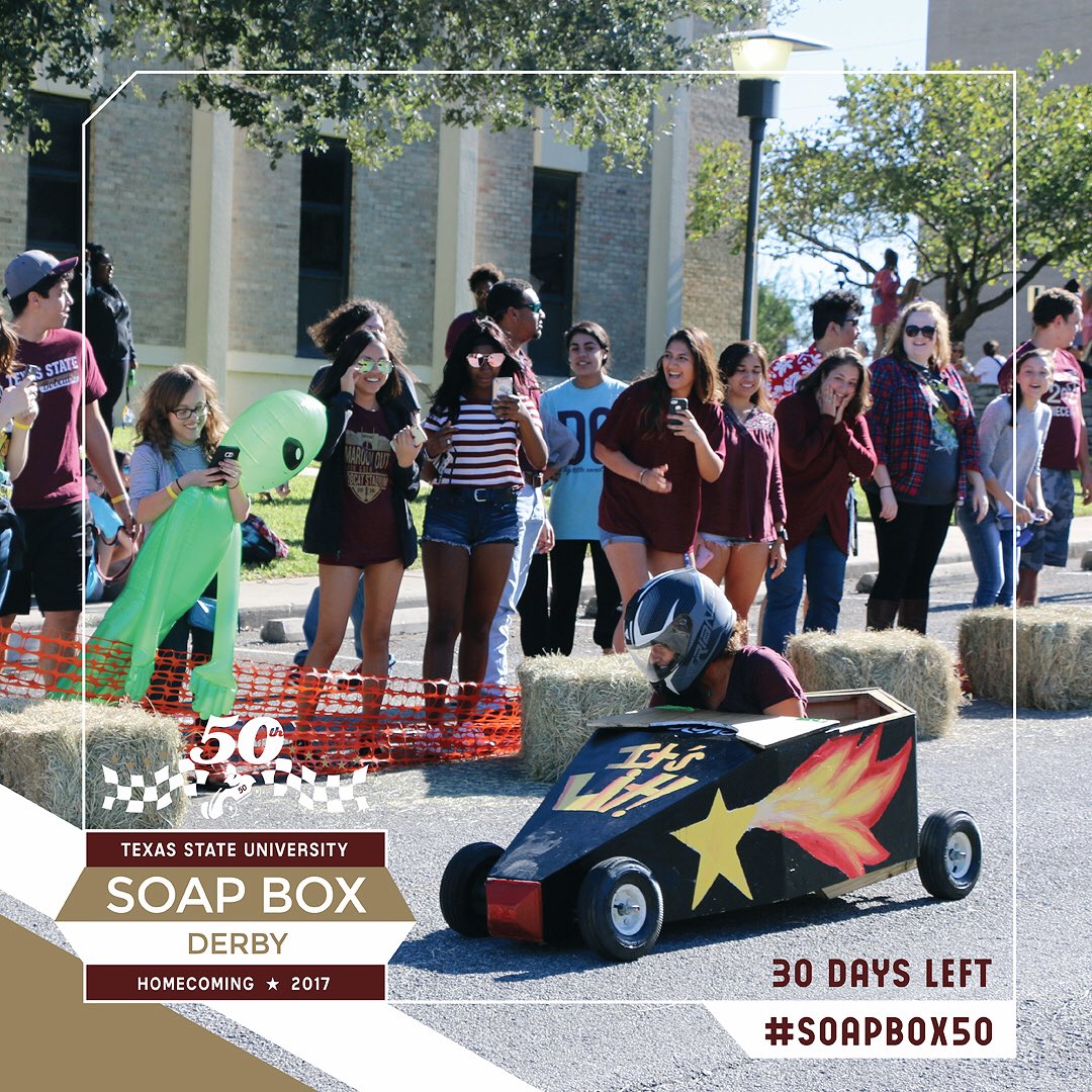 sacatxst's tweet photo. #SoapBox50 is right around the corner! #txst #txsthc https://t.co/SaZ2FPGtGK