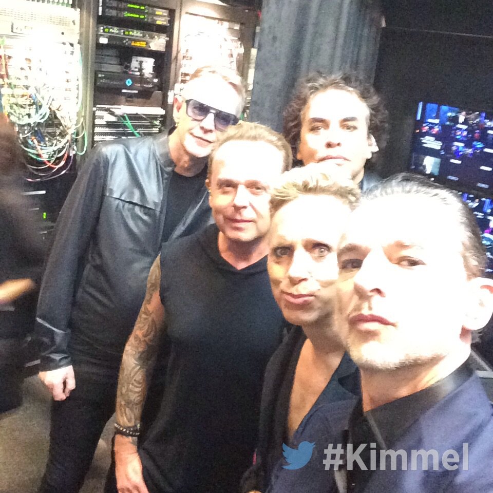 JimmyKimmelLive's tweet image. Backstage at #Kimmel with @DepecheMode #CoverMe