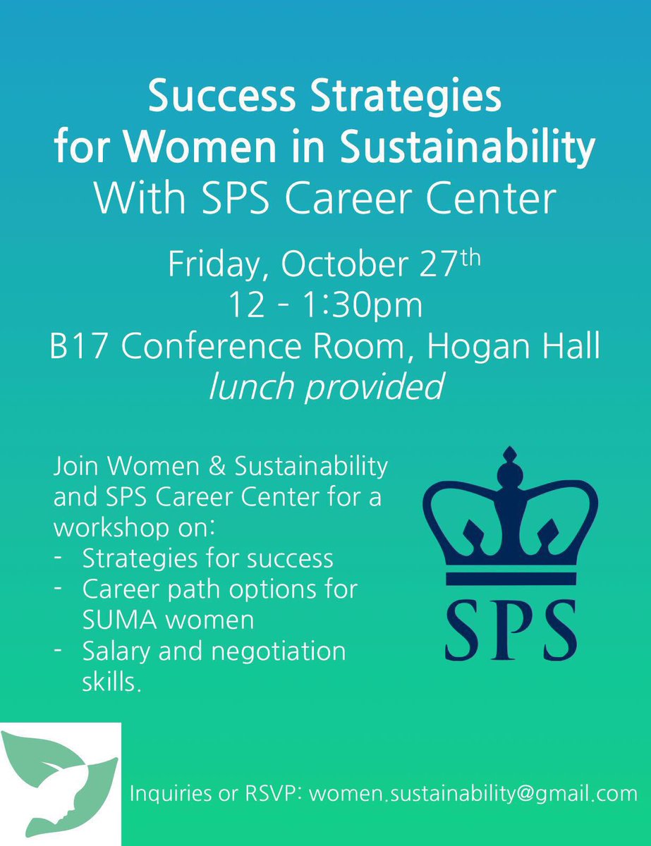 SustainableWmn's tweet photo. On the #Sustainability job hunt? Join us on Oct.27 space is limited and link for tickets will be available tomorrow #sustainablewomen https://t.co/YKotDC2gKO