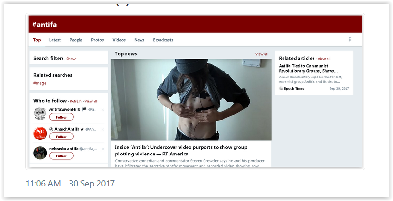 SRAntiFascism's tweet photo. #Sept30 #Twtr:#JackDorsey
#Liabled #AntiFa With
#Slander From
#StevenCrowder&amp;
#RobertMercer
PriorToThatWas
#PaulJosephWatson
#RupertMurdoch&amp; https://t.co/fn4H0c821l