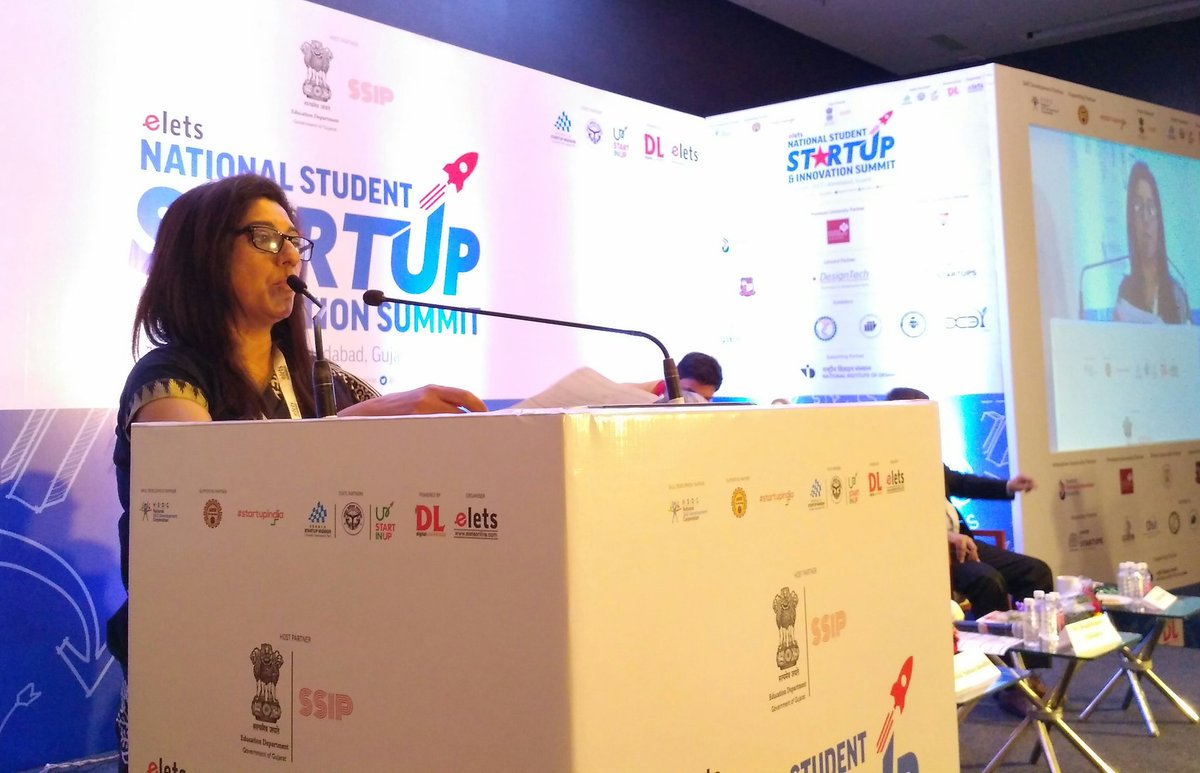 dl_magazine's tweet photo. Anju Sharma, Principal Secy, Higher &amp; Technical Edu, Guj, @ National Student Startup &amp; Innovation Summit2017. #StudentStartups #EletsStartup https://t.co/pka4bNN955