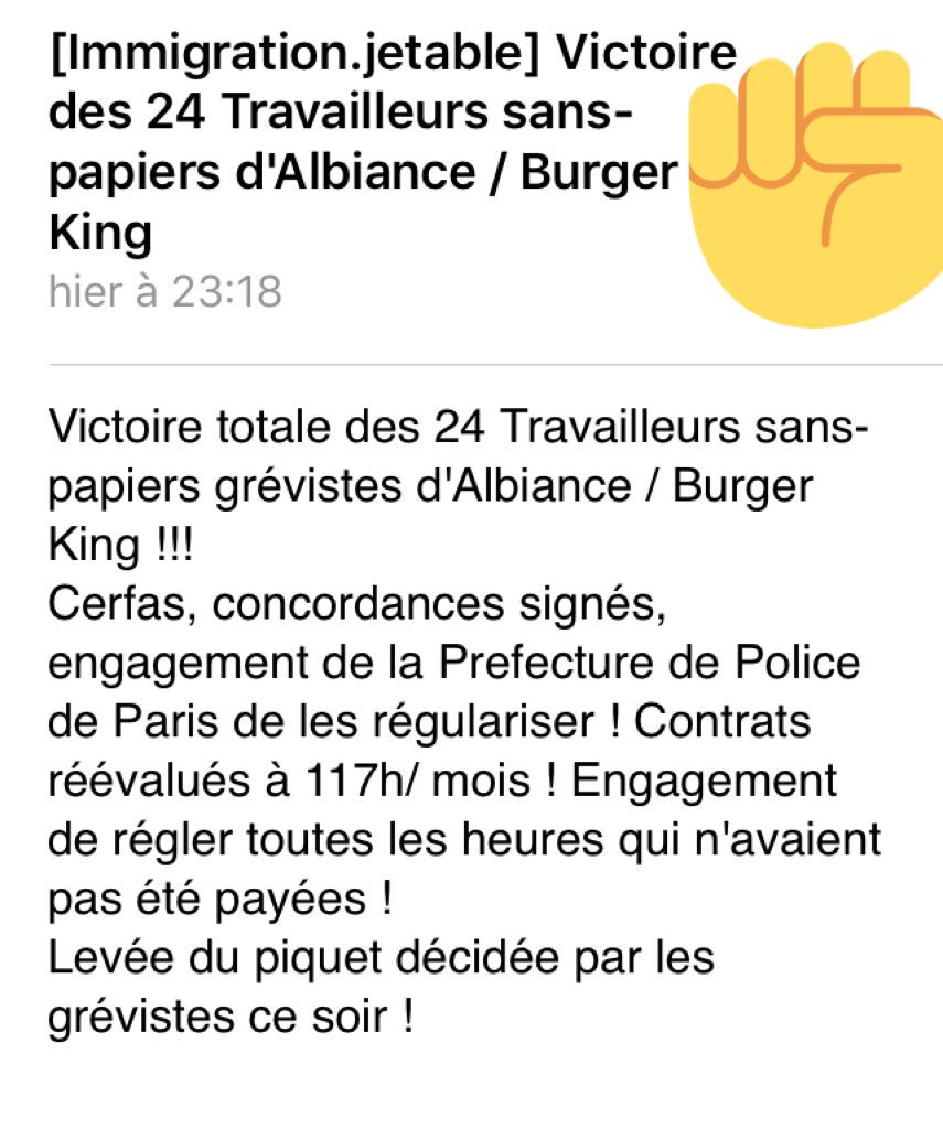 JFPellissier's tweet photo. @Ensemble_FdG @EnsembleParis10 @Ensemble93100 @Clem_Autain .bravo aux salariés sans papiers en #greve à #burgerking #IdF et leurs syndicats. La lutte paye👍Que d’autres invisibles relèvent la tête. https://t.co/yFPKxDk0An