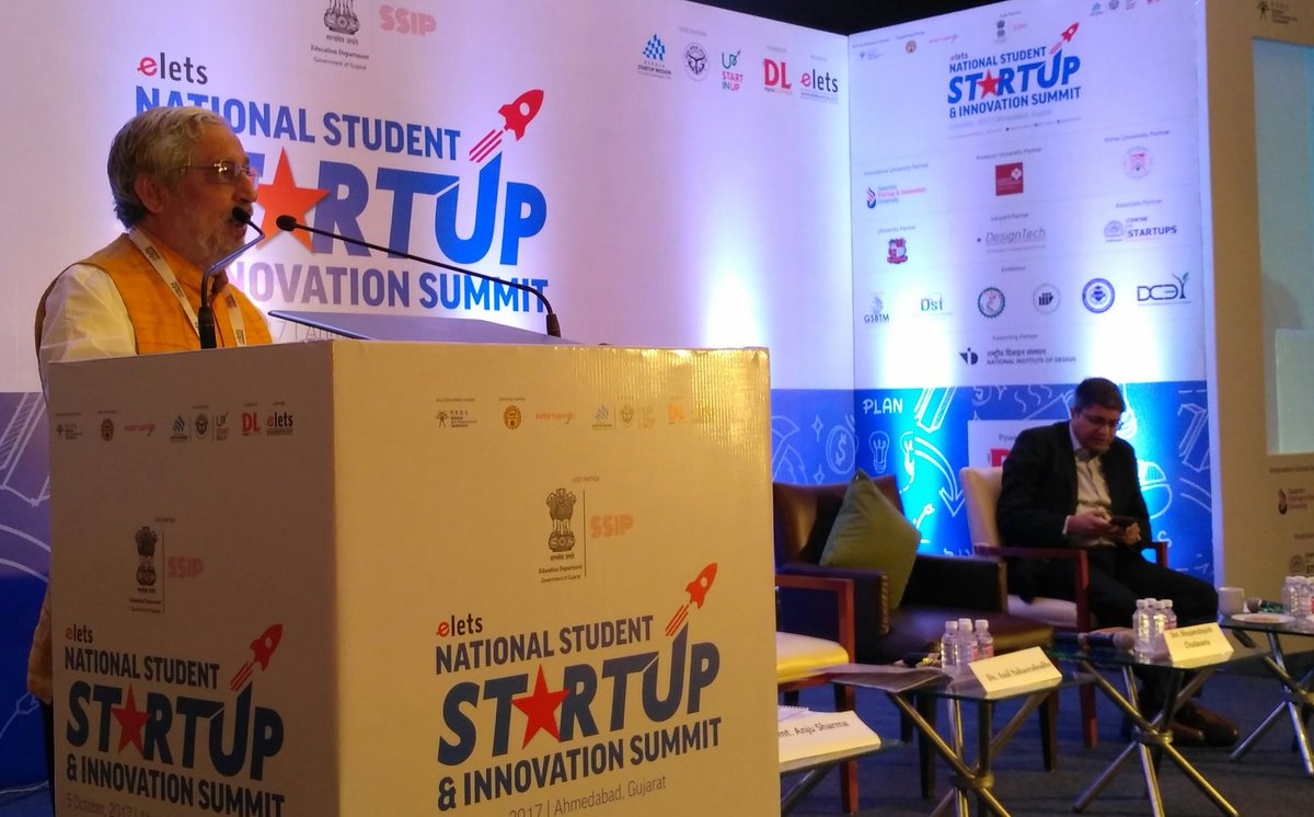 dl_magazine's tweet photo. Anil Sahasrabudhe, Chairman, AICTE, at National Student Startup Summit. #StudentStartups  #Eletsstartup #GujaratStartups https://t.co/iVO1tQ9qaG
