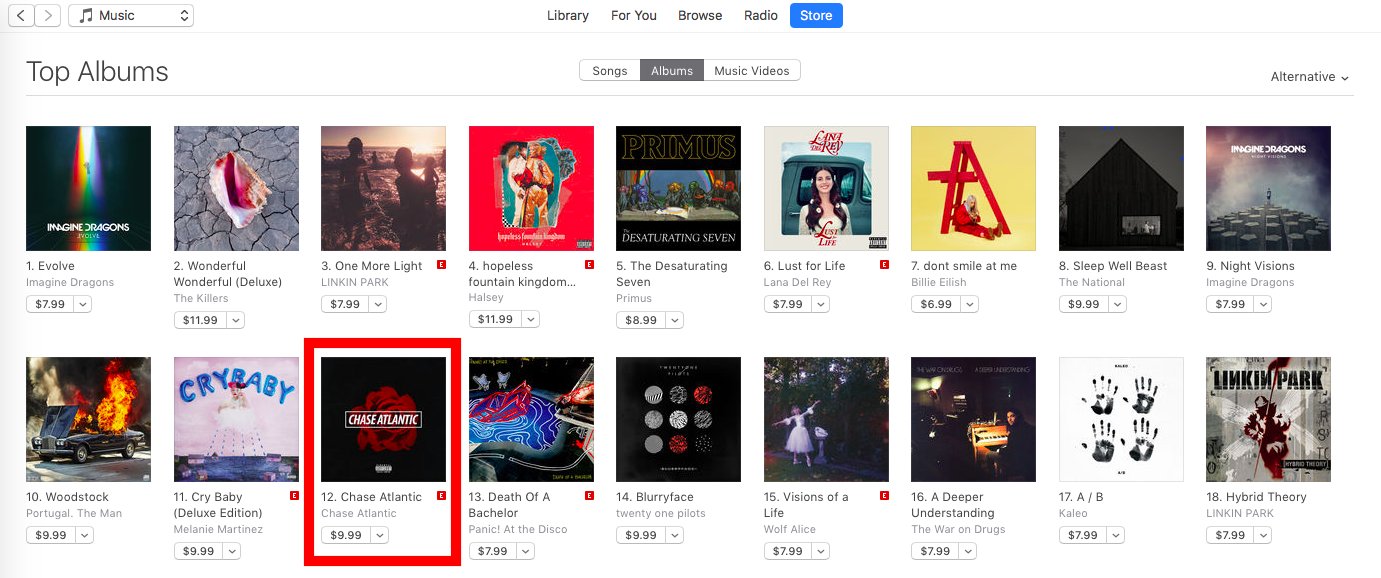 Thorny Udvidelse udsagnsord CHASE ATLANTIC on Twitter: "cannot believe it... right now we are #12 on  the alternative iTunes top albums charts... ON OUR DEBUT ALBUM  https://t.co/42Rrm3I6vx https://t.co/0dstIe02LY" / Twitter