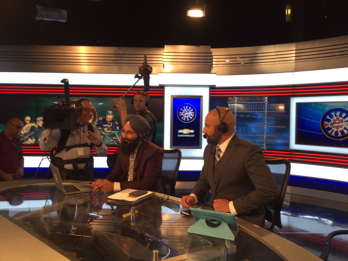 BhupinderHundal's tweet photo. In rehearsal as we get set for our season debut on @HkyNightPunjabi this Saturday. #nhl #hockeynight #NHLFaceoff https://t.co/6gOPtUyEyc