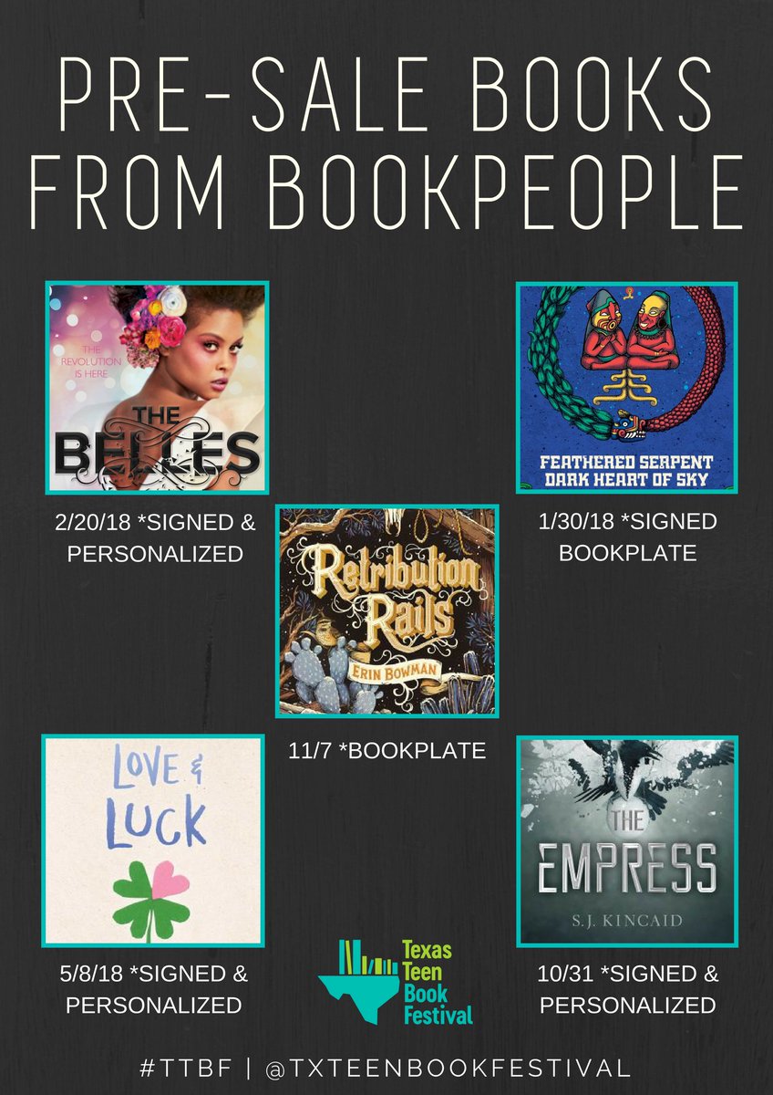 Thanks to @BookPeople, you can order some SIGNED & PERSONALIZED 2018 titles at #TTBF! @brownbookworm @SJKincaidBooks @jennaevanswelch