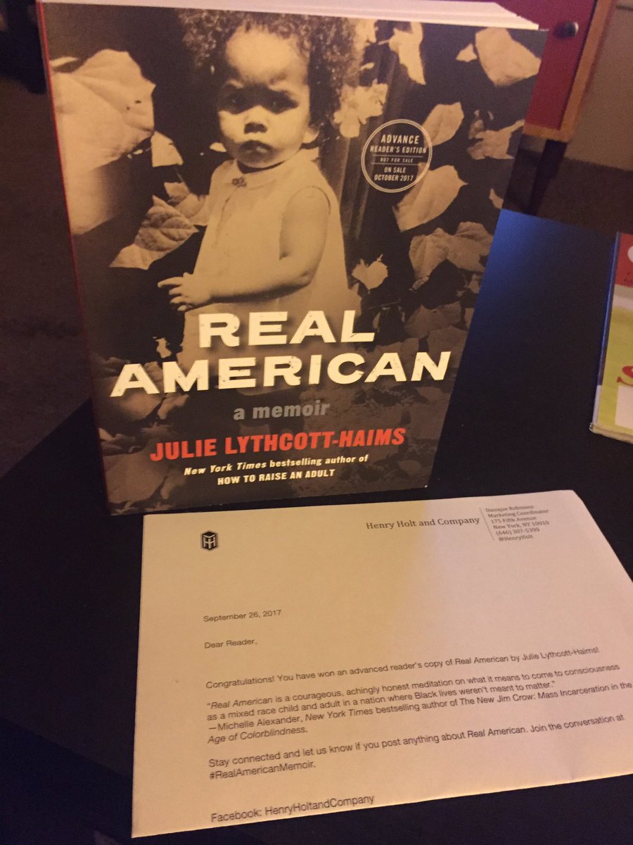 AjayHolmes's tweet photo. Look who won an advance copy of @DeanJulie author @RaiseAnAdult thanks @HenryHolt #RealAmericanMemoir #IMetHer https://t.co/cgHLKE8OAM
